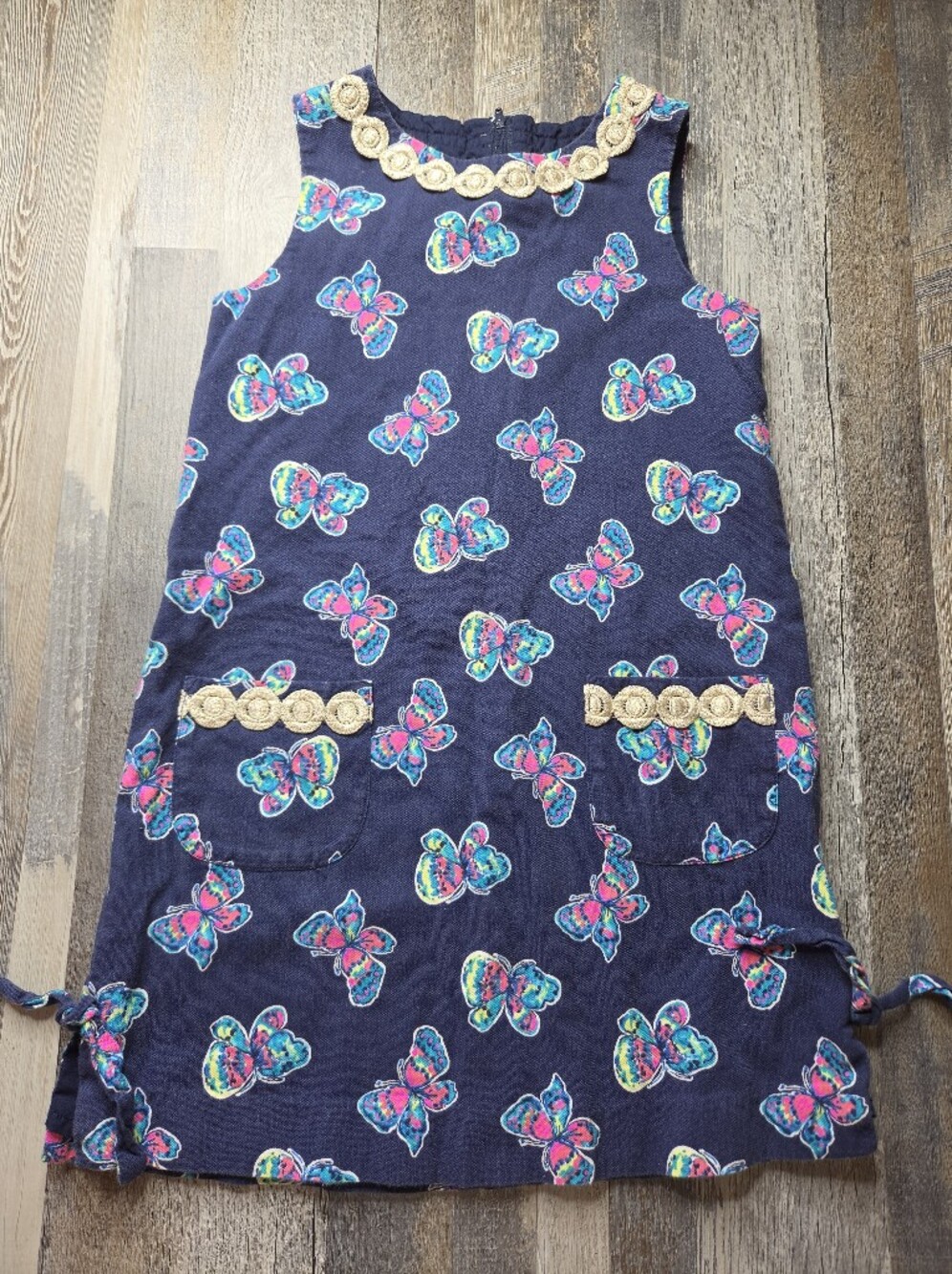 Lilly Pulitzer Girls Size 10 Navy Blue Dress Butterfly Print